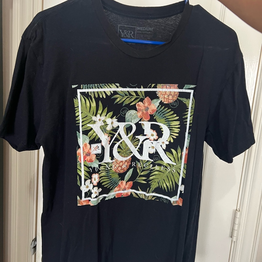 Young & Reckless Black Tropical Print Tee